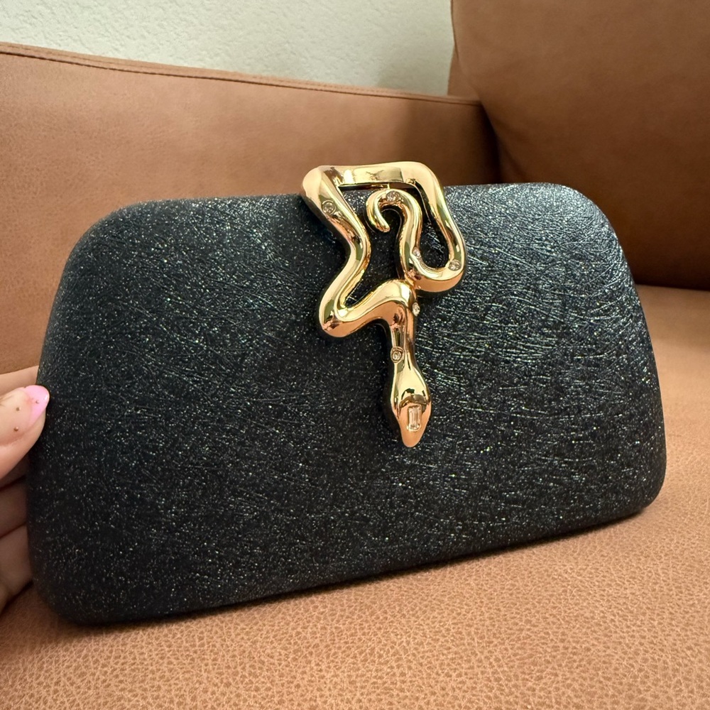 Black Clutch with Gold Accents